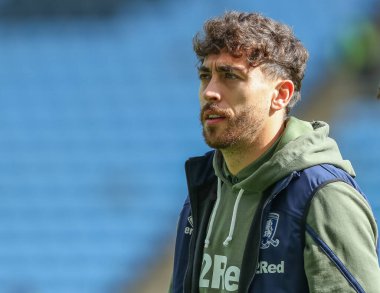 Middlesbrough 'dan Matt Crooks, Coventry Building Society Arena, Coventry, İngiltere, 1 Ekim 202' de Coventry City ile Middlesbrough arasındaki Sky Bet Şampiyonası öncesinde stadyuma geldi.