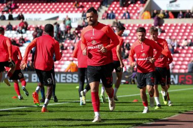 Sunderland 'ın 26 numaralı Bailey Wright, 1 Ekim 202' de Sunderland-Preston North End Stadyumu 'nda oynanan Sky Bet Şampiyonası maçından önce ısınıyor.