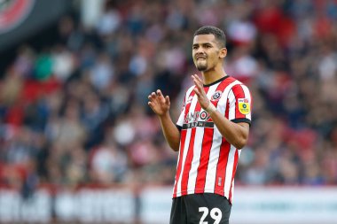 Sheffield United 'dan Iliman Ndiaye 1 Ekim 202' de Bramall Lane, Sheffield, İngiltere 'de Sheffield United - Birmingham City maçında tepki gösterdi.