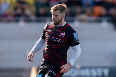 Saracens 'ın 15 numaralı Elliot Daly Gallagher Premiership maçında StoneX Stadyumu' nda Saracens, Leicester Tigers 'a karşı, 1 Ekim 202