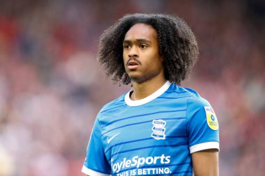 Birmingham City 'den Taith Chong # 18, Gök İddia Şampiyonası maçında Sheffield United, Birmingham City' ye karşı Bramall Lane, Sheffield, Birleşik Krallık, 1 Ekim 202