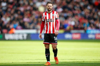 Sheffield United 'ın 16 numaralı Oliver Norwood, 1 Ekim 202' de Sheffield United 'a karşı Birmingham City Bramall Lane, Sheffield, Birleşik Krallık' ta oynanan maçında...