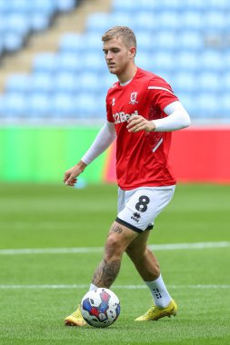 Middlesbrough 'dan Riley McGree # 8. Maç öncesi ısınma maçı öncesinde Coventry City ile Middlesbrough Coventry Building Society Arena, Coventry, Birleşik Krallık, 1 Ekim 202