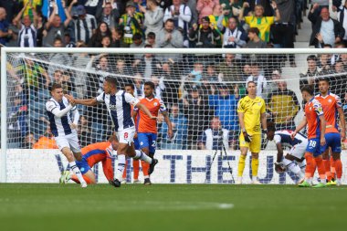 West Bromwich Albion 'dan Jake Livermore, West Bromwich Albion ile Swansea City arasındaki Sky Bet Şampiyonası' nda 1-1 'lik galibiyet golünü kutluyor.