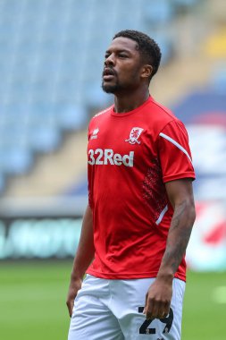 Middlesbrough 'dan Chuba Akpom # 29, maç öncesi ısınma maçı öncesinde Coventry City ile Middlesbrough Coventry Building Society Arena, Coventry, Birleşik Krallık, 1 Ekim 202