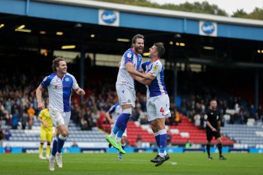 Blackburn Rovers 'ın 22 numaralı oyuncusu Ben Brereton Diaz, 1 Ekim 202' de Ewood Park, Blackburn, Birleşik Krallık 'ta oynanan Blackburn Rovers - Millwall maçında 2-0 kazanma golünü kutluyor.