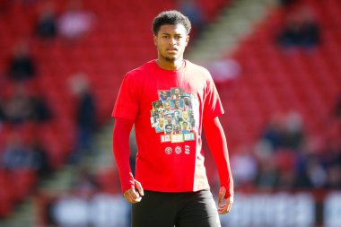Sheffield United 'ın 7 numaralı Rhian Brewster, 1 Ekim 202' de Bramall Lane, Sheffield, İngiltere 'de Sheffield United ve Birmingham City maçından önce ısınıyor.