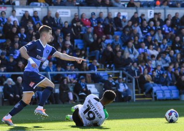 Plymouth Argyle forveti Morgan Whittaker (19), 1 Ekim 202 'de Adams Park, High Wycombe' da Wycombe Wanderers - Plymouth Argyle maçında faul yaptı.