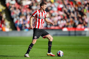 Sheffield United 'ın 6 numaralı Chris Basham maçı sırasında Sheffield United, Birmingham City' ye karşı Bramall Lane, Sheffield, İngiltere, 1 Ekim 202