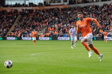 Blackpool 'dan Gary Madine # 14 numaralı Blackpool, Blackpool Norwich City maçında Bloomfield Road, Blackpool, Birleşik Krallık' ta 1 Ekim 202