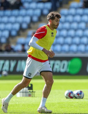 Maç öncesi ısınma öncesinde Middlesbrough 'dan Matt Crooks # 25 Coventry Building Society Arena, Coventry, Birleşik Krallık, 1 Ekim 202' de Coventry City - Middlesbrough maçında