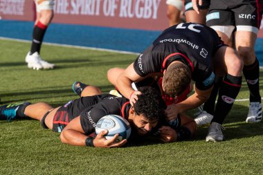 Gallagher Premiership maçında Saracens, Leicester Tigers 'a karşı StoneX Stadyumu, Londra, 1 Ekim 202