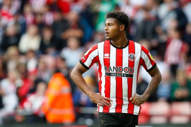 Sheffield United 'ın 7 numaralı Rhian Brewster maçı sırasında Sheffield United, Birmingham City' ye karşı Bramall Lane, Sheffield, İngiltere, 1 Ekim 202