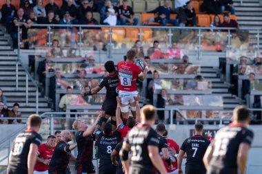 Leicester Tigers 'ın 8 numaralı oyuncusu Hanro Liebenberg 1 Ekim 202' de StoneX Stadyumu 'nda Gallagher Premiership maçında Saracens - Leicester Tigers maçını kazandı.