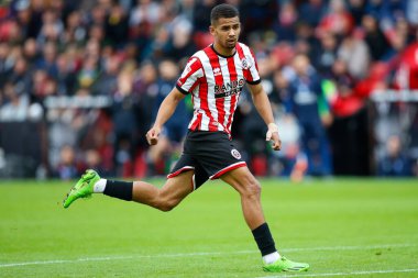 Sheffield United 'ın 29 numaralı Iliman Ndiaye maçı sırasında Sheffield United, Birmingham City' ye karşı Bramall Lane, Sheffield, İngiltere, 1 Ekim 202