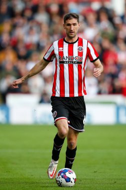 Sheffield United 'ın 6 numaralı Chris Basham maçı sırasında Sheffield United, Birmingham City' ye karşı Bramall Lane, Sheffield, İngiltere, 1 Ekim 202