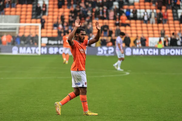 Dominic Thompson Blackpool Bije Brawo Fanom Meczu Sky Bet Championship — Zdjęcie stockowe