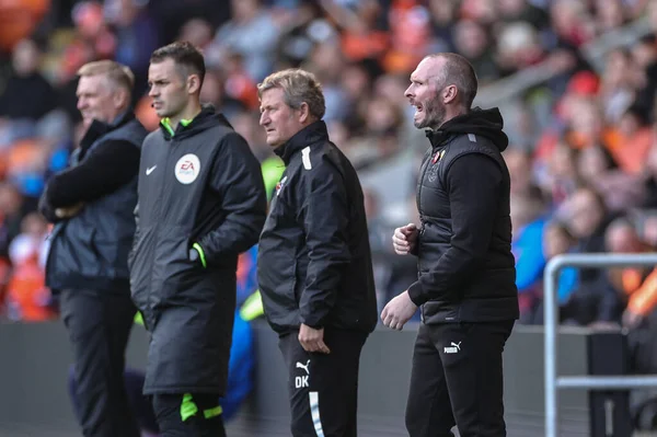 Michael Appleton Gerente Blackpool Reacciona Durante Sky Bet Championship Match — Foto de Stock