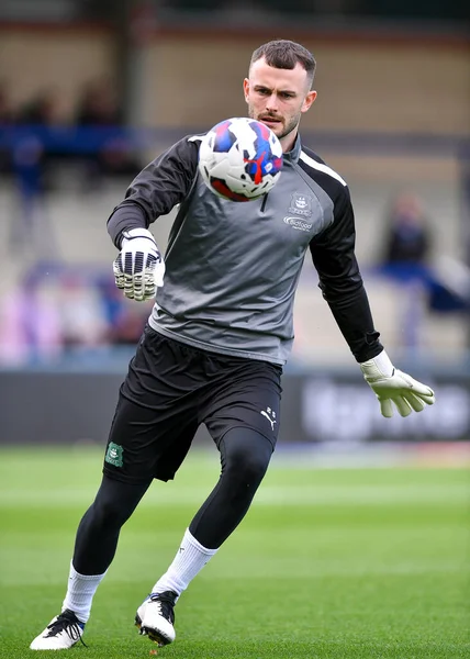 Plymouth Argyle Keeper Callum Burton Warmt Zich Tijdens Sky Bet — Stockfoto