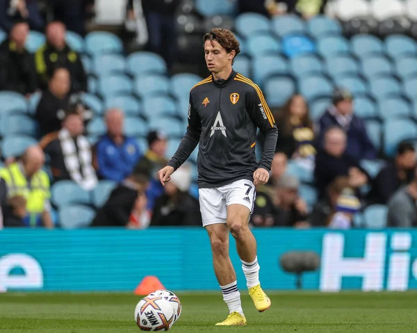 Brenden Aaronson Leeds United Pre Game Warmup Premier League Match — Stock Photo, Image