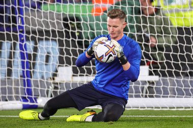 Premier League maçı öncesinde Nottingham Ormanı 'ndan Dekan Henderson # 1. Leicester City - Nottingham Forest maçı öncesinde King Power Stadyumu, Leicester, İngiltere, 3 Ekim 202