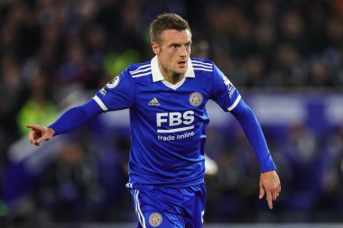 Leicester City 'den Jamie Vardy # 9 Premier League maçında Leicester City, Nottingham Forest' a karşı King Power Stadyumu, Leicester, İngiltere, 3 Ekim 202