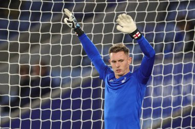 Premier League maçı öncesinde Nottingham Ormanı 'ndan Dekan Henderson # 1. Leicester City - Nottingham Forest maçı öncesinde King Power Stadyumu, Leicester, İngiltere, 3 Ekim 202