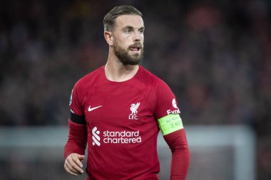 Liverpool 'dan Jordan Henderson # 14 UEFA Şampiyonlar Ligi maçı sırasında Liverpool - Rangers maçı Anfield, Liverpool, İngiltere, 4 Ekim 202