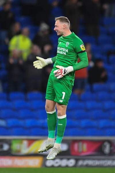 Ryan Allsop Cardiff City Celebra Gol Cardiff Citys Durante Partita — Foto Stock