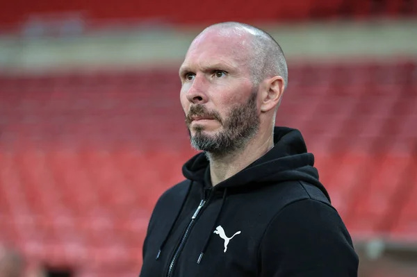 Michael Appleton Manager För Blackpool Anländer Till Stadium Light Innan — Stockfoto