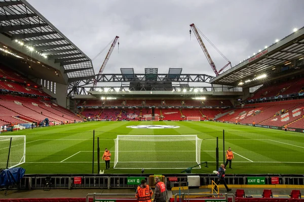 Gesamtübersicht Anfield Stadium Vor Dem Uefa Champions League Spiel Liverpool — Stockfoto