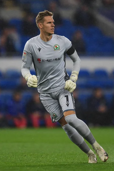 Thomas Kaminski Blackburn Rovers Durante Sky Bet Championship Match Cardiff —  Fotos de Stock