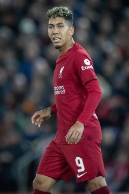 Liverpool Şampiyonlar Ligi maçında Roberto Firmino # 9 Anfield, Liverpool, Birleşik Krallık 'ta Liverpool Rangers maçında, 4 Ekim 202