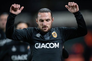 Hull City 'den Lewie Coyle # 2. Maç öncesi ısınma maçında Hull City, Wigan Athletic' e karşı MKM Stadyumu, Hull, İngiltere, 5 Ekim 202