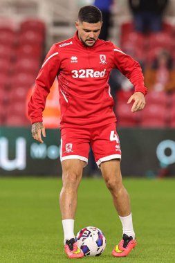 Middlesbrough 'dan Alex Mowatt # 4, Middlesbrough, Birleşik Krallık Riverside Stadyumu, Middlesbrough, 5 Ekim 202' de oynanan Sky Bet Şampiyonası maçından önceki ısınma maçında