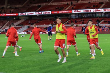 Middlesbrough 'dan Dael Fry # 6, Middlesbrough, Birleşik Krallık Riverside Stadyumu, Middlesbrough, 5 Ekim 202' de Middlesbrough-Birmingham City maçından önceki maç öncesi ısınma maçında