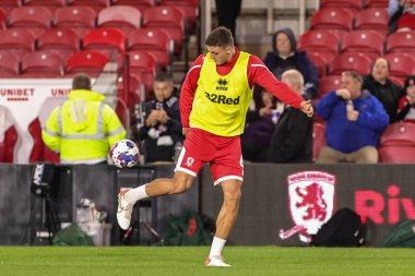 Middlesbrough 'dan Dael Fry # 6, Middlesbrough, Birleşik Krallık Riverside Stadyumu, Middlesbrough, 5 Ekim 202' de Middlesbrough-Birmingham City maçından önceki maç öncesi ısınma maçında