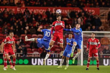 Middlesbrough 'dan Matt Crooks 5 Ekim 202' de Middlesbrough, Middlesbrough City 'de Middlesbrough-Birmingham City maçında yüksek topu kazandı.