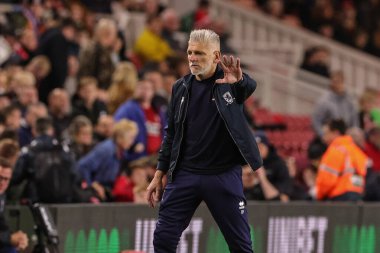 Leo Percovich Middlesbrough teknik direktörü Middlesbrough 'un 5 Ekim 202' de Riverside Stadyumu 'nda oynanan Middlesbrough-Birmingham maçında tepki gösterdi.