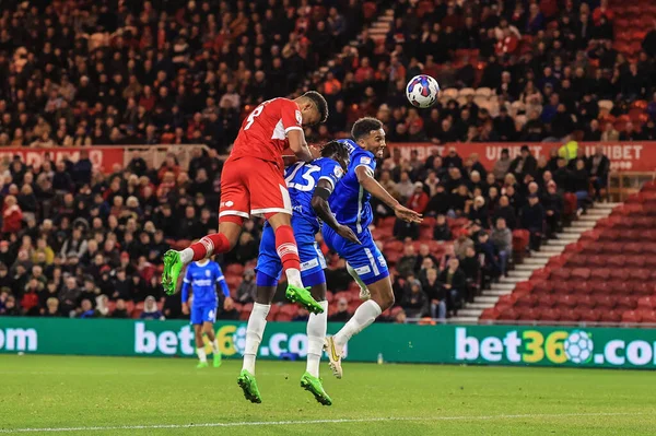 Middlesbrough # 9 numaralı Rodrigo Muniz, Middlesbrough 'un 5 Ekim 202' de Riverside Stadyumu 'nda oynanan Middlesbrough-Birmingham maçında kaleye doğru ilerliyor.