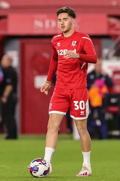 Middlesbrough 'dan Hayden Hackney # 30 maç öncesi ısınma maçı öncesinde Middlesbrough - Birmingham City - Riverside Stadyumu, Middlesbrough, Birleşik Krallık, 5 Ekim 202