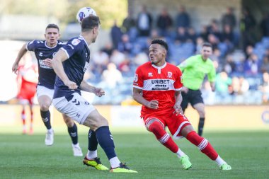 Middlesbrough 'dan Rodrigo Muniz 8 Ekim 202' de The Den, Londra, İngiltere 'de oynanan Sky Bet Şampiyonası karşılaşmasında topu defansın üzerine kaldırdı.