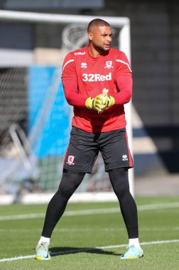 Middlesbrough 'dan Zack Steffen 8 Ekim 202' de Middlesbrough 'a karşı oynanan Sky Bet Şampiyonası maçında ısınıyor.