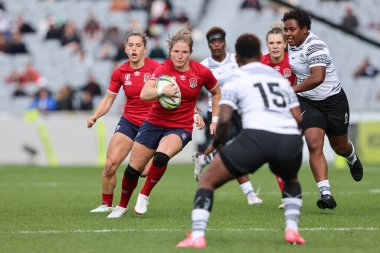İngiliz Lydia Thompson, 8 Ekim 202 'de Eden Park, Auckland, Yeni Zelanda' da oynanan Bayanlar Rugby Dünya Kupası karşılaşmasında İngiltere, Fiji Kadınlarına Karşı