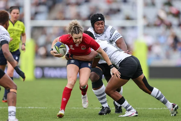 Ellie Kildunne England Tacklas Fiji Spelare Women Rugby World Cup — Stockfoto