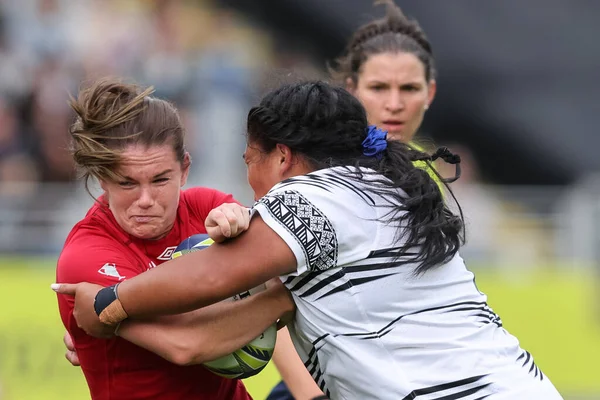 Leanne Infante England Tacklas Fiji Spelare Women Rugby World Cup — Stockfoto