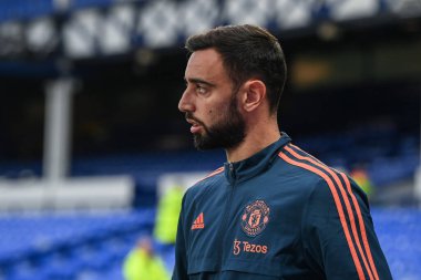 Manchester United 'dan Bruno Fernandes 9 Ekim 202' de Goodison Park, Liverpool 'da oynanan Premier League maçından önce Goodison Park' a vardı.