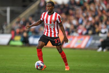 Jay Matete # 27 Sunderland Sky Bet Şampiyonası maçında Swansea City, Sunderland 'a karşı Swansea.com Stadyumu, Swansea, Birleşik Krallık, 8 Ekim 202