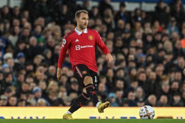 Manchester United 'ın 14. Christian Eriksen Premier Lig maçında Everton, Manchester United' a karşı Goodison Park, Liverpool, İngiltere, 9 Ekim 202