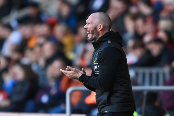 Michael Appleton Manager Blackpool Daje Instrukcje Swojej Drużynie Mecz Sky — Zdjęcie stockowe